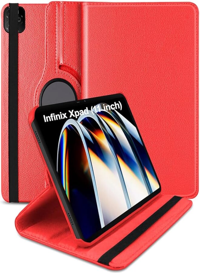 TGK 360 Rotatable Smart Flip Cover for Infinix XPAD LTE 11 inch Tablet Case (Red)